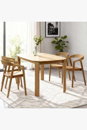 Jedálenský set dubový stôl Robi 160 x 90 a dizajnové stoličky Brando